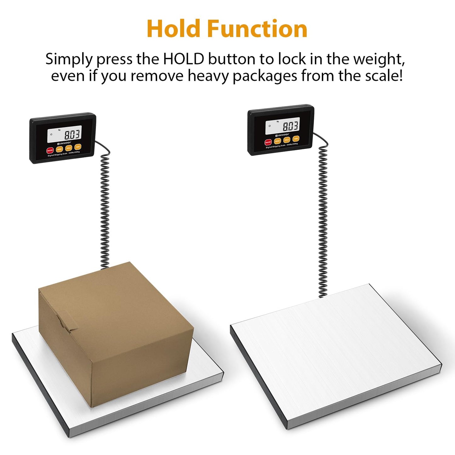 Digital Postal Scale,440lb x 10g Accuracy Shipping Scale,Stainless Steel Platforms,Heavy Duty Scale with LCD/Hold/Tare Functions,Postage Scale for Packages,Luggage Scale,Battery&USB Included