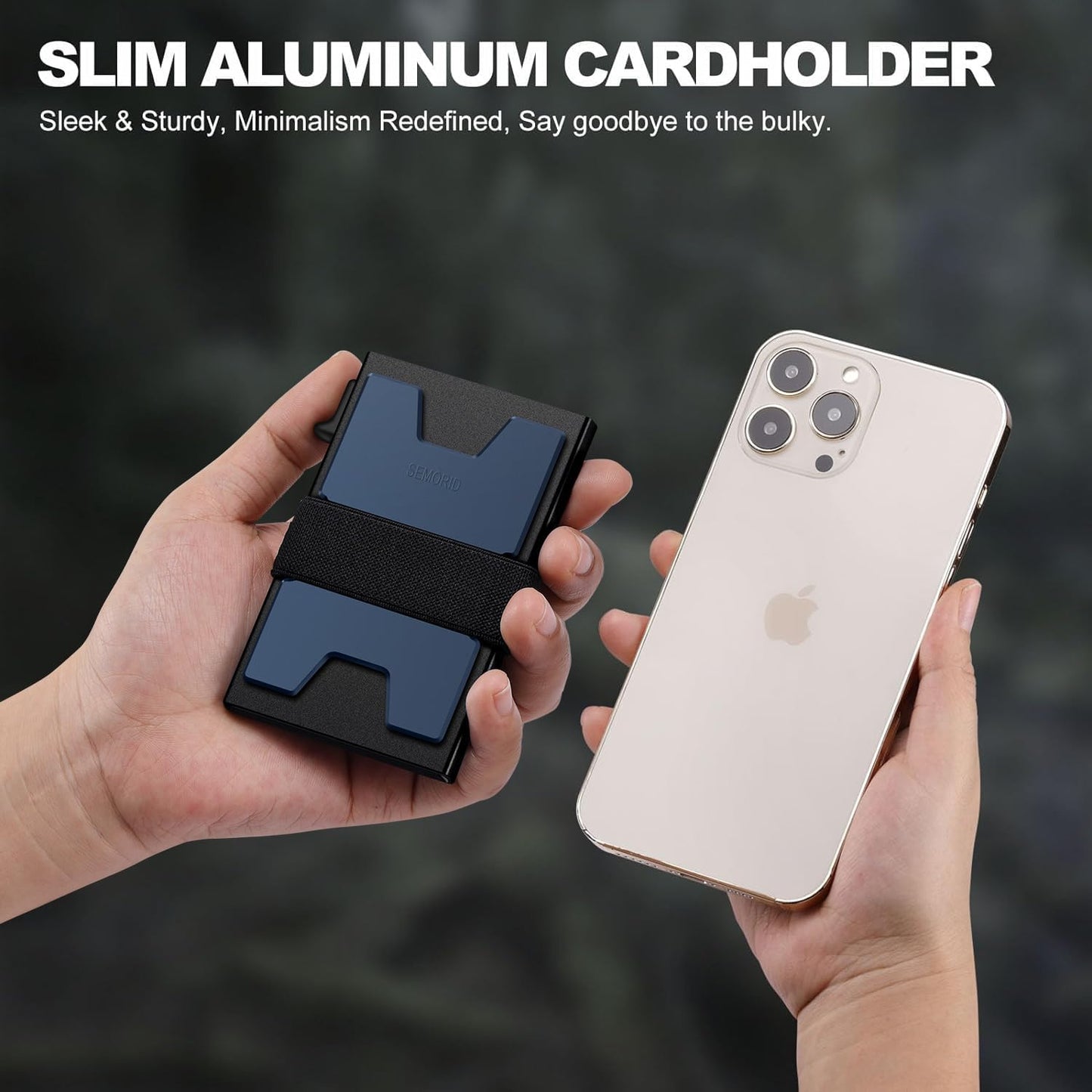 Slim Aluminum Card Holder Wallet for Men, Durable Expandable Backplate, RFID Blocking Minimalist Metal Pop Up Wallet, Holds 12+ Cards Plus Cash