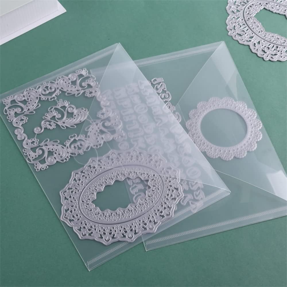 10 Pack 10x7 inch Large Stamps and Dies Storage Pockets Sturdy Plastic Storage Reusable Envelopes Clear Plastic Folders for Cutting Dies Stencil Embossing Crafts Paper Card Craft Organizer Holder