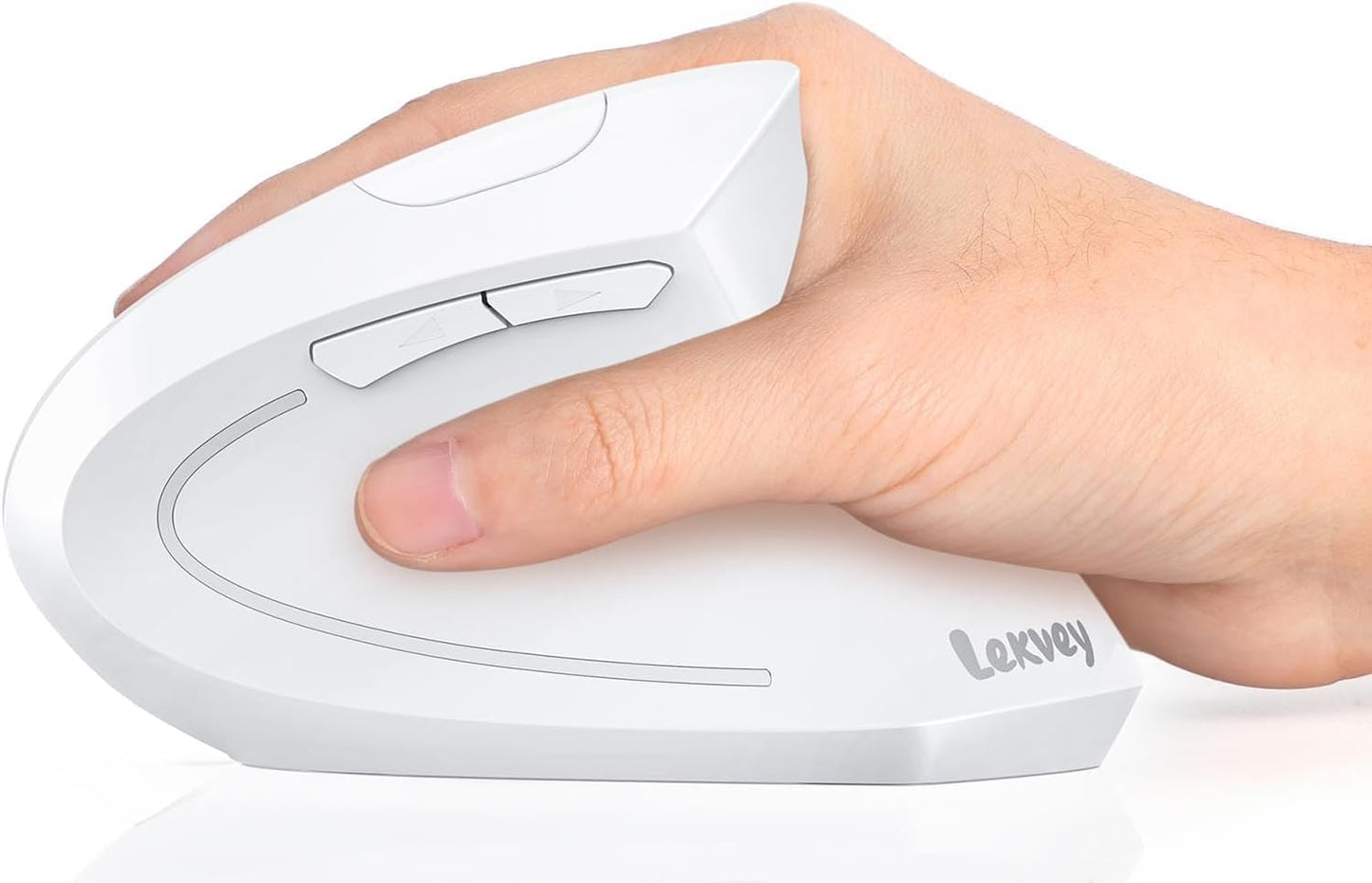 Lekvey Ergonomic Mouse, Vertical Wireless Mouse, Rechargeable 2.4G Optical Carpal Tunnel Mice with USB Receiver: 1000/1200 / 1600 DPI, 6 Buttons, for Laptop, Computer, PC, Desktop, Notebook, White