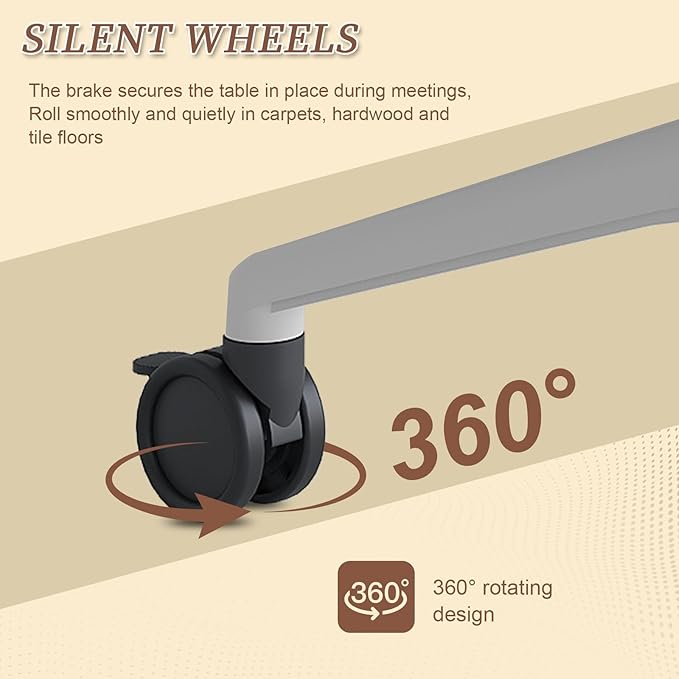 Folding Conference Room Table, Modern Conference Tables with Wheels, Large Rectangular Mobile Training Tables for Office Classroom, Foldable Modular Boardroom Seminar Table (10pack L55.1in)