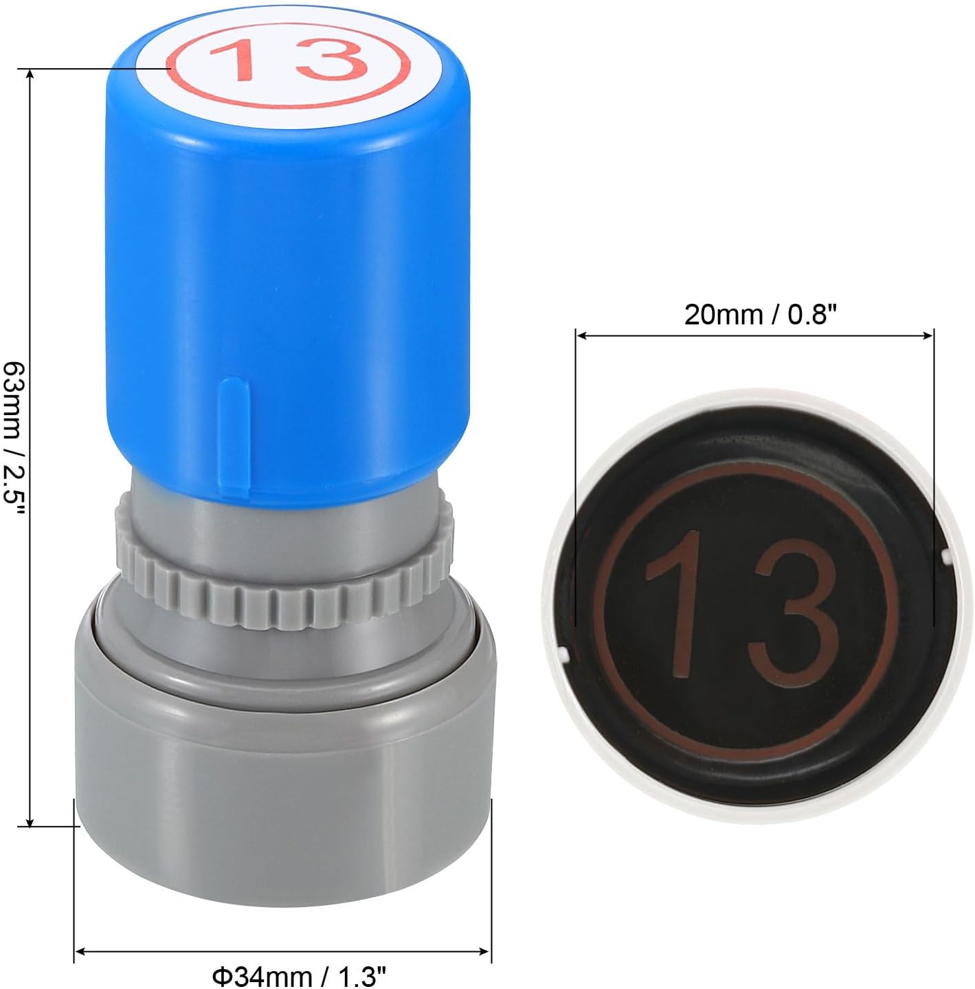 PATIKIL Number Stamps Self Inking, Numeral 13 Number Stamp Teacher Stamp Initial Stamp Ink Stamp for Class Notebook Scrapbooking DIY Craft Style 2, Red Ink