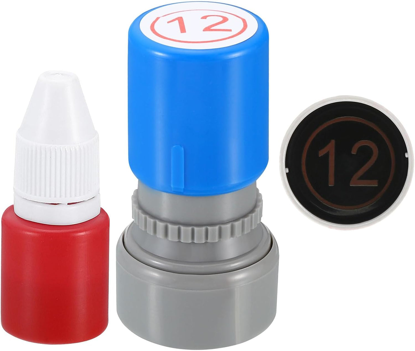 PATIKIL Number Stamps Self Inking, Numeral 12 Number Stamp Teacher Stamp Initial Stamp Ink Stamp for Class Notebook Scrapbooking DIY Craft Style 2, Red Ink