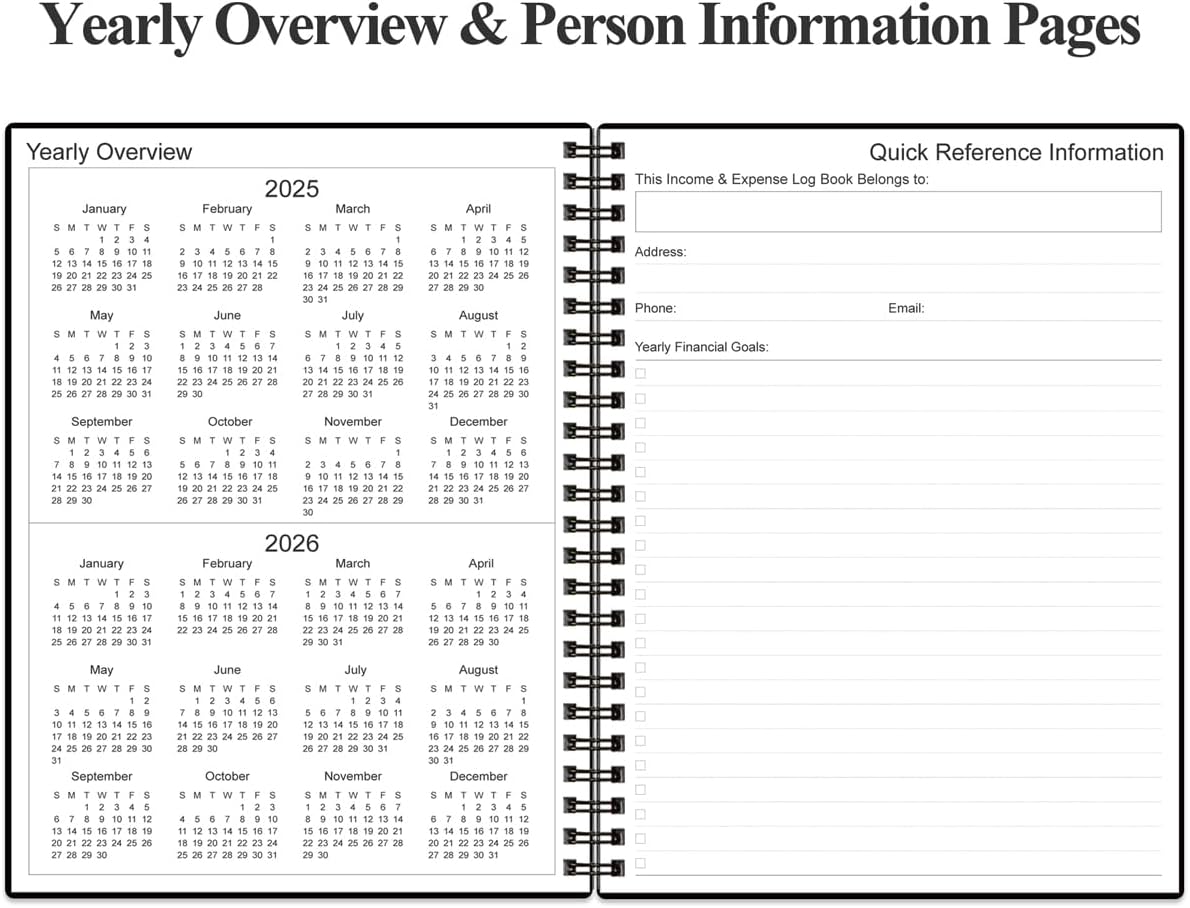 Heveboik Income & Expense Log Book - A4 Income and Expense Tracker for Small Business, Accounting Bookkeeping Tracking for Woman and Man, 8" x 10.5", Black