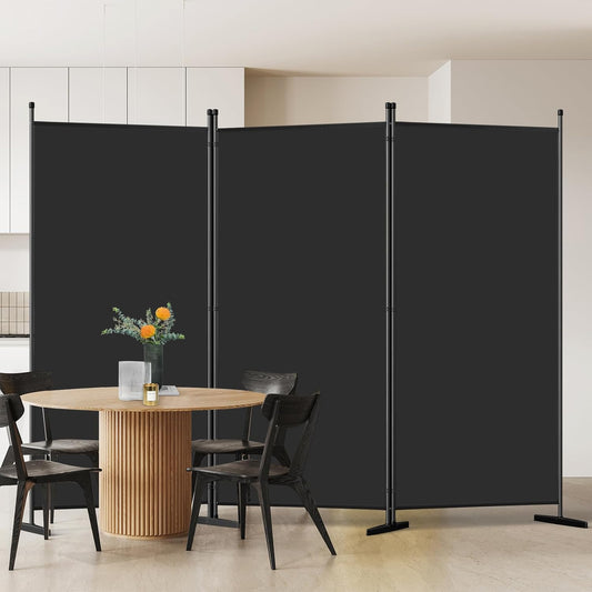 AKTOP 3-Panel Room Divider, Freestanding Wall Divider for Room Separation, Folding Privacy Partition Screen 70''W x 102''H, Portable Room Divider Panel Privacy Screen for Dorm Studio Office, Black