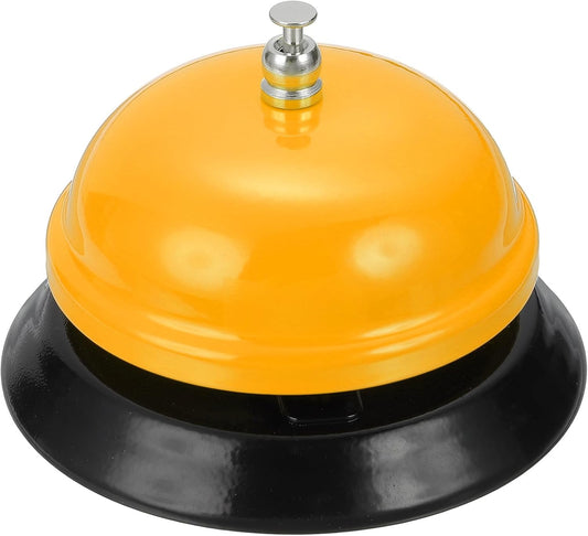 uxcell Desk Service Call Bell, 3.35 Inch Metal Dinner Service Bell Ring for Hotel Restaurant Reception Area and Wedding Party Events, Yellow