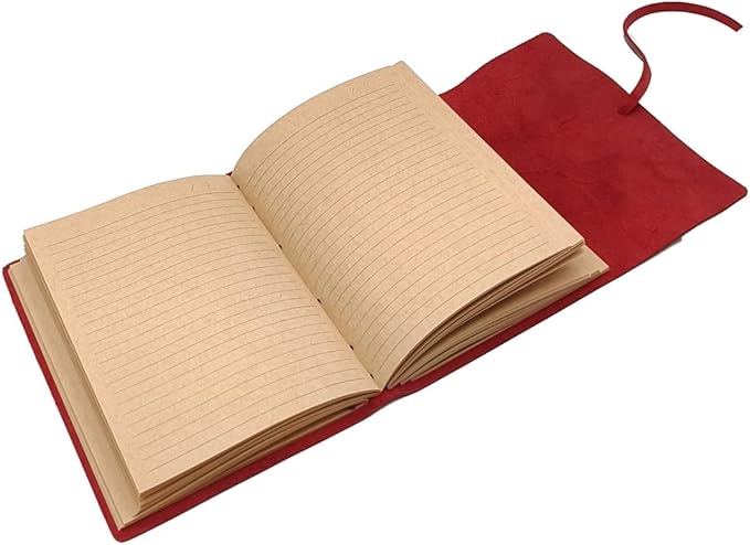 Red Notebook Journal - Nice Genuine Leather Journaling for writers A5 Size Diary 6.2x8.5 Inch,Notepad For Women,Man,Vintage,Gifts,Work,Traveler,Personal,Wine Red