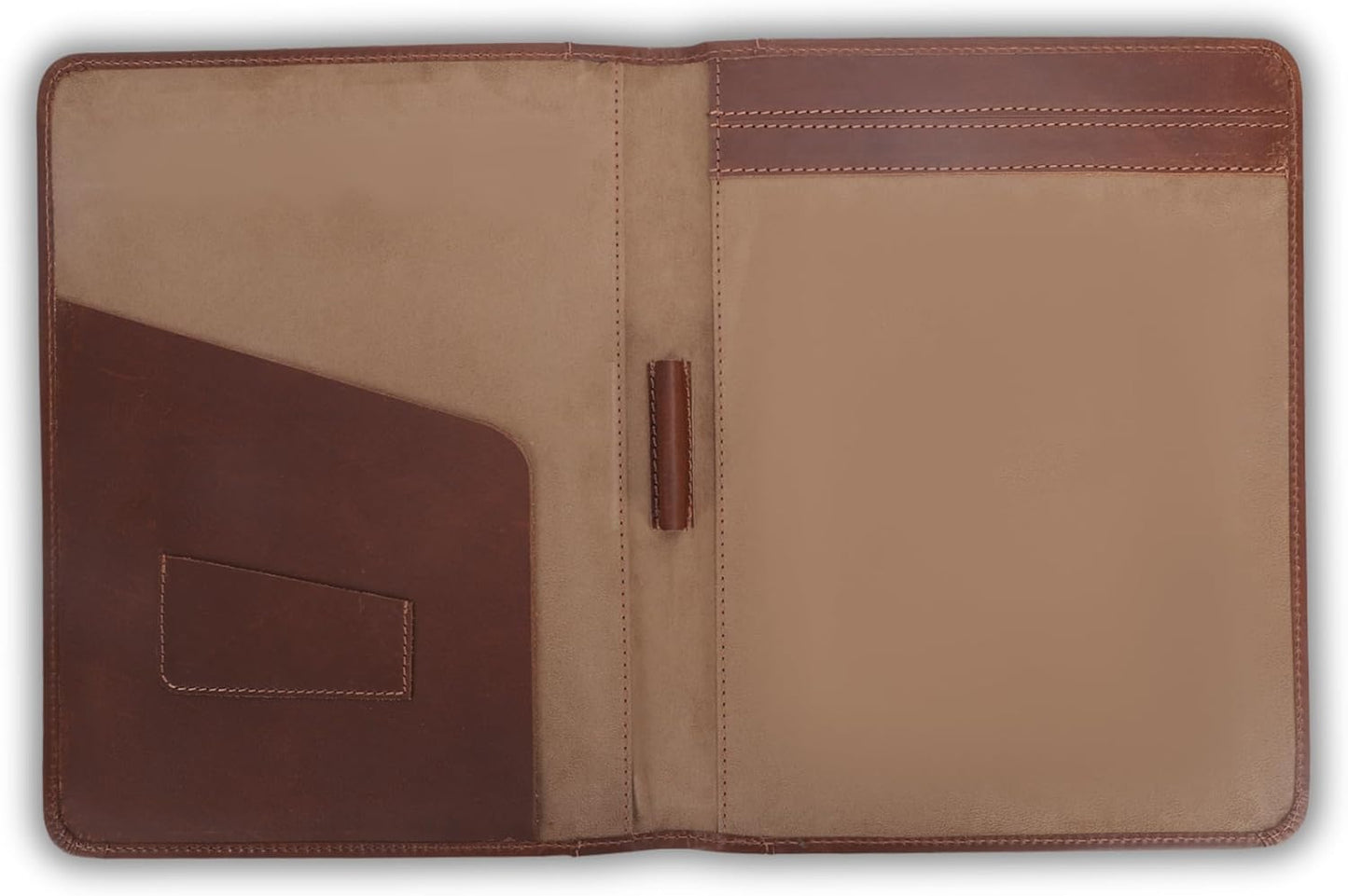 Heavy Duty Buffalo Leather Legal Pad Portfolio Handmade Executive Notebook Binder, Professional Padfolio Organizer Gift for Men and Women Genuine Leather Resume Document Holder (Tan)