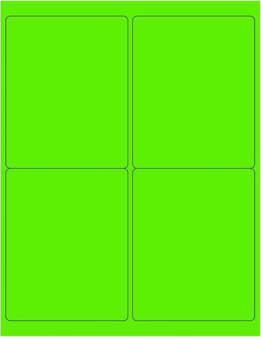 NextDayLabels - 8-1/2 x 11 Neon Color High Light Fluorescent Labels for Laser & Inkjet Printer (Green Fluorescent, 4 x 5-4 Per Page | 400 Labels)