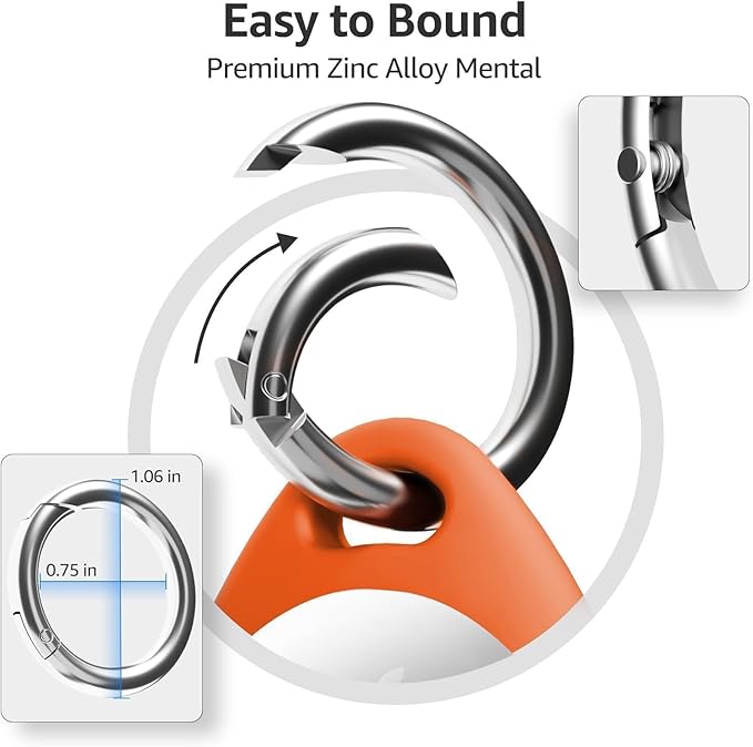 for AirTag Keychain Holder with Wire Cable, Secure Lock Case for Air tag, Compatible with AirTags, Key Ring Chain Luggage, for Airtag Accessories for GPS Item Finder Tracker, Orange