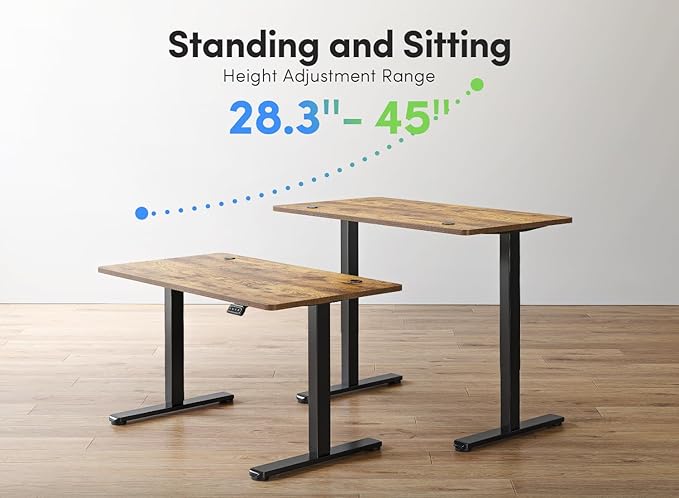 FEZIBO Electric Standing Desk, 60 x 24 Inches Height Adjustable Stand up Desk, Sit Stand Home Office Desk, Computer Desk, Rustic Brown