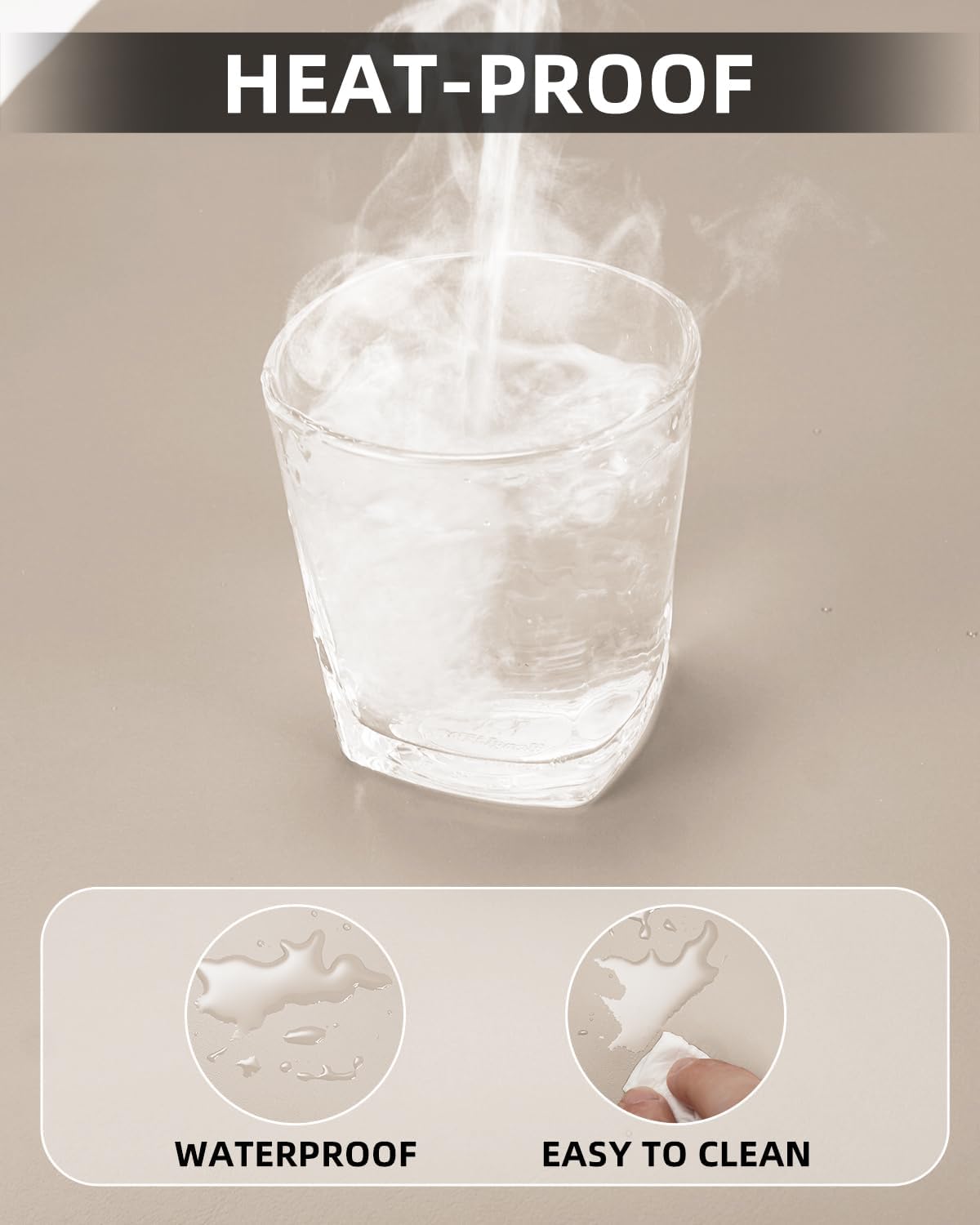 PULeather Non-Slip Desk Mat, Large Mouse Pad & Laptop Desk Pad - Waterproof Writing Pad for Office & Home (Beige, 35.4" x 17")