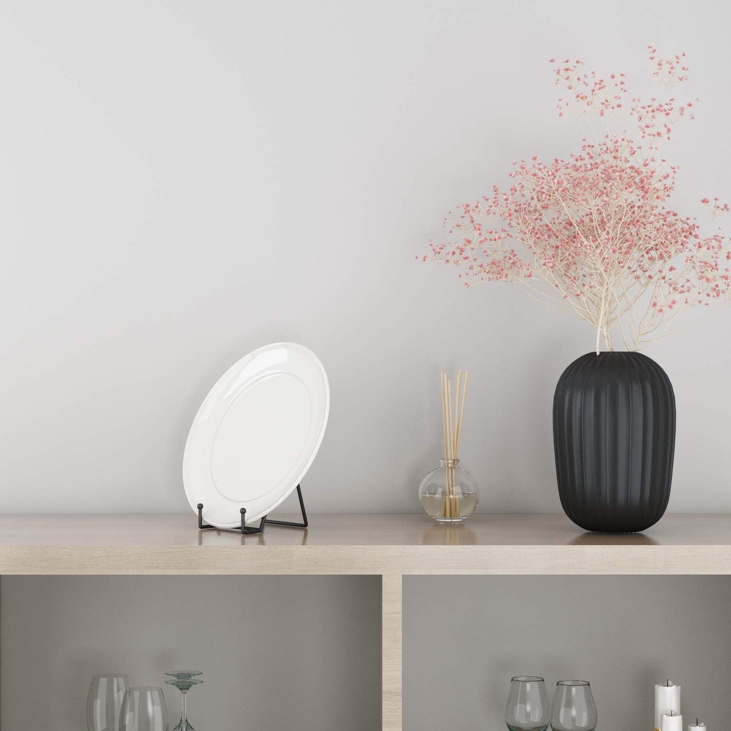 Decolore 5 Pack 3 Inch Small Easel Metal Display Stands - Black Iron Plate Holder for Picture, Decorative Plate, Book, Photo, Artistic Work (5 pcs)