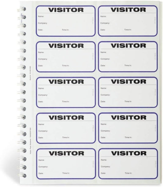 Visitor Log Book, Spiral-Bound Visitor Badges, Guest Register Book, Carbon Copy - 150 Badges