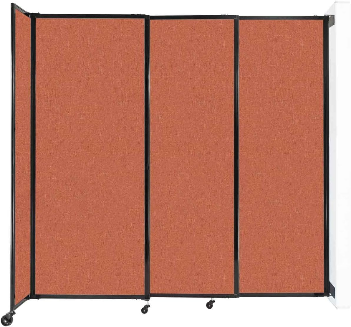 Wall-Mounted Sliding StraightWall Room Divider | Adjustable Widths | Locking Wheels | Room Separator | Up to 7'2" Wide x 6'10" Tall Papaya Fabric Panels