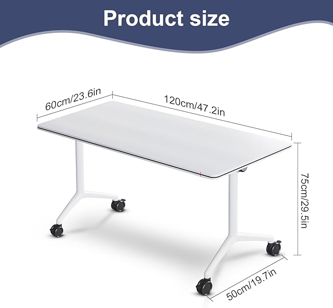 Conference Table,Folding Conference Room Tables Portable Rolling Conference Training Table with Silent Wheels,Mobile Meetings Flip Top Tables for Offices Classrooms Meeting Room (4Pack 47.2in)