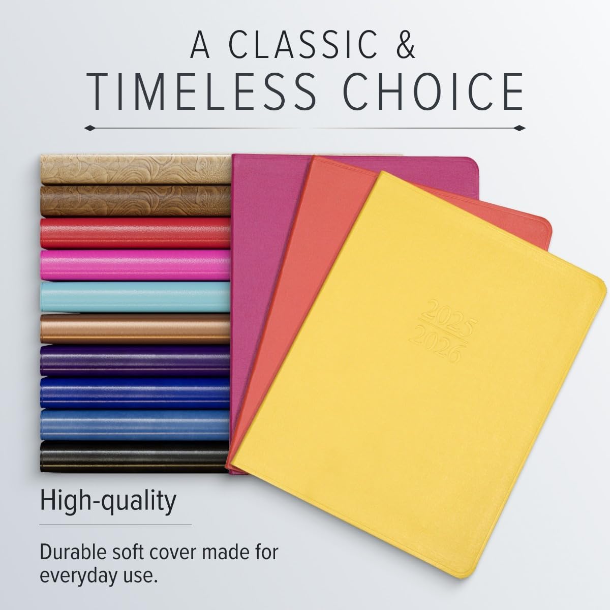 Gallery Leather Academic Planner 2025-2026, Teacher and Student Weekly Monthly Planner, Elegantly Bound Calendar with Gold-Gilded Page Edges, 18 Months - Caribbean Aqua - 9x7"