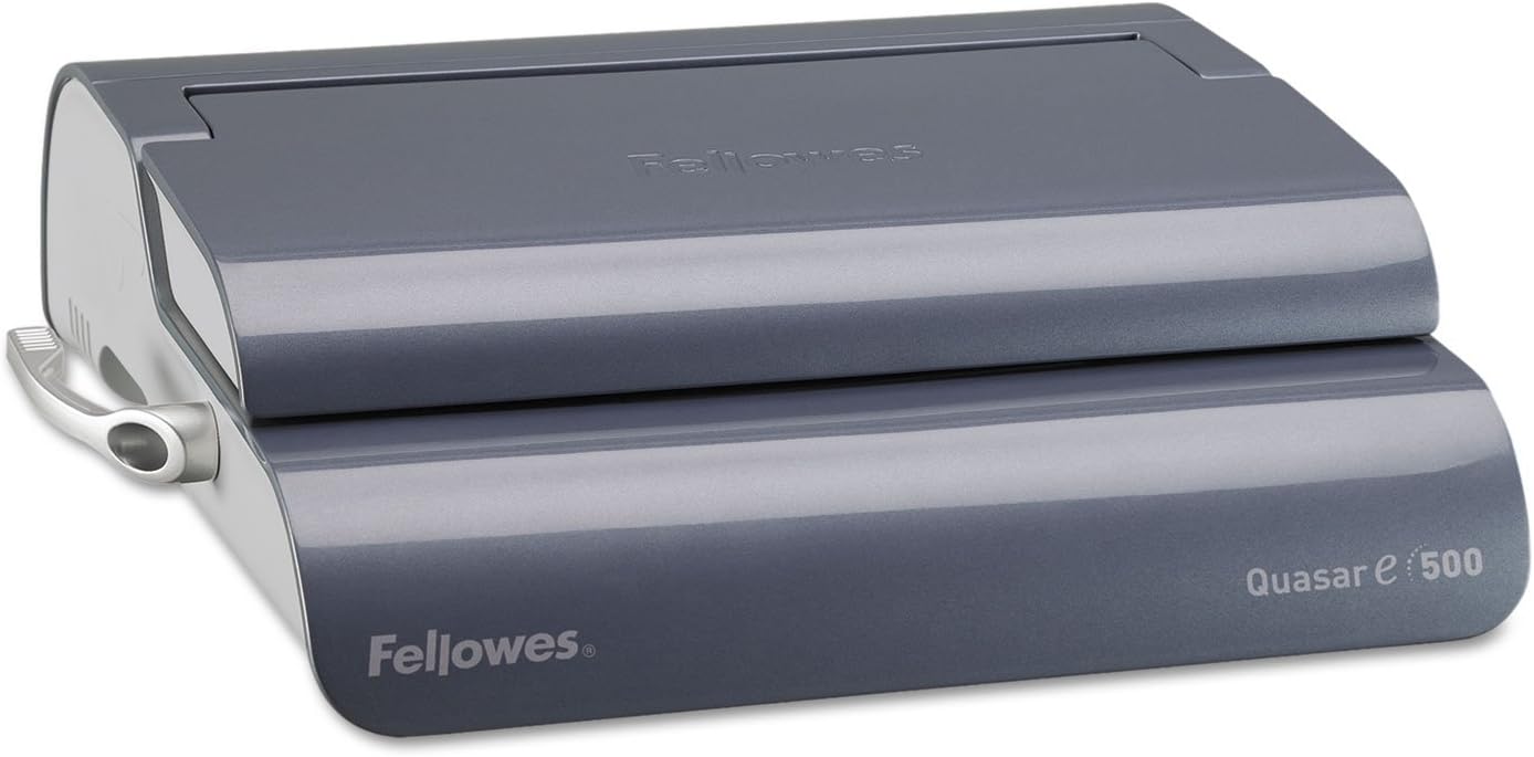 Fellowes 5216901 Quasar 500 Electric Comb Binding System, 16 7/8 x 15 3/8 x 5 1/8, Metallic Gray