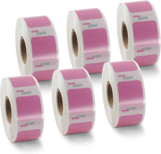 BETCKEY Colored Labels Compatible with Dymo 30332 (1" x 1") Square QR code's Multi-Purpose Labels, Compatible for Dymo LabelWriter Thermal 450, 4XL & Zebra Printers [6 Rolls, Pink]