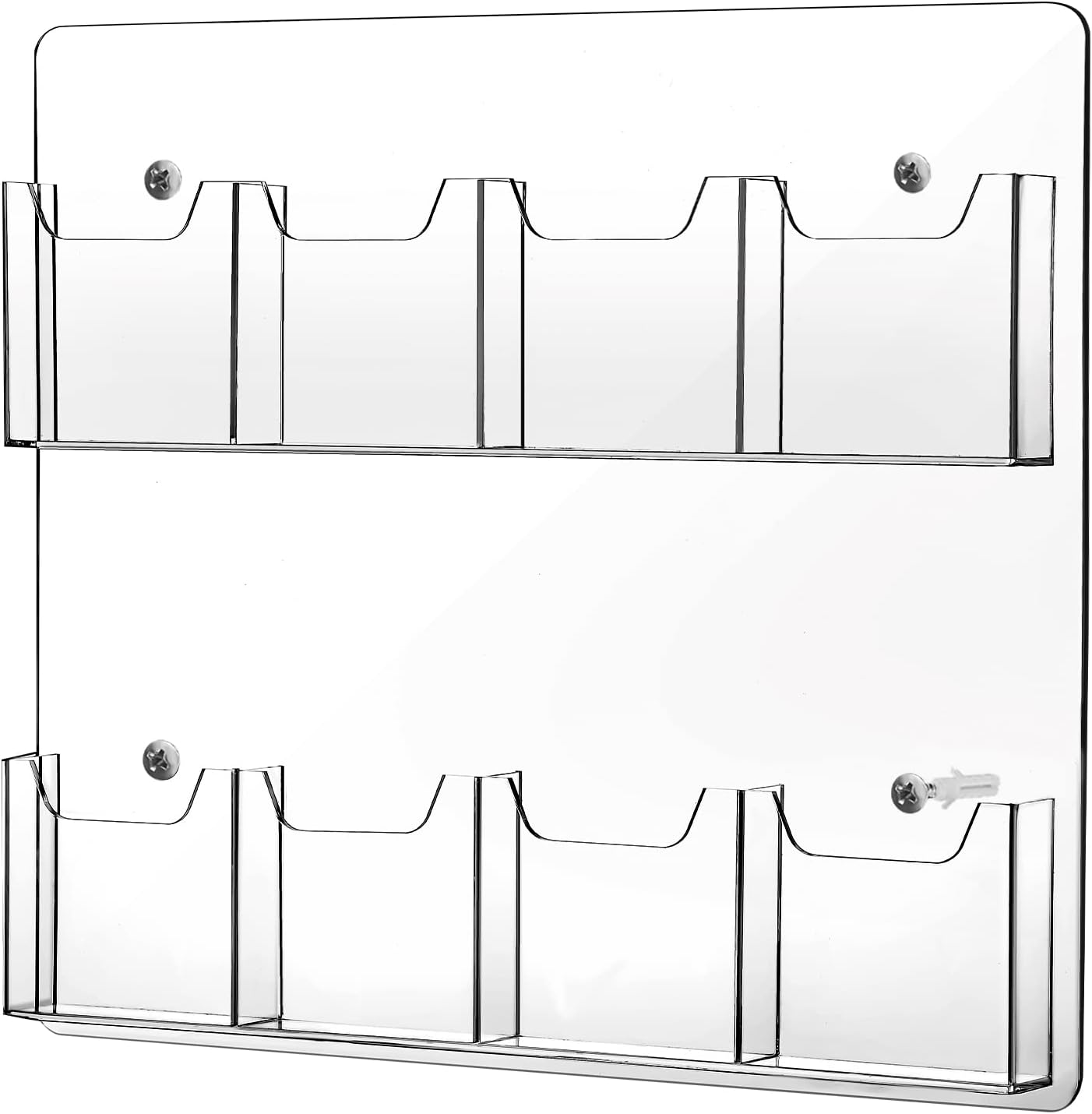 Eersida Acrylic Brochure Pamphlet Holder Brochure Display Stand Business Tri Fold Multi Slot Holder Rack Wall Mount Clear Pocket Space Saver for Flyer Literature Menu Advertise