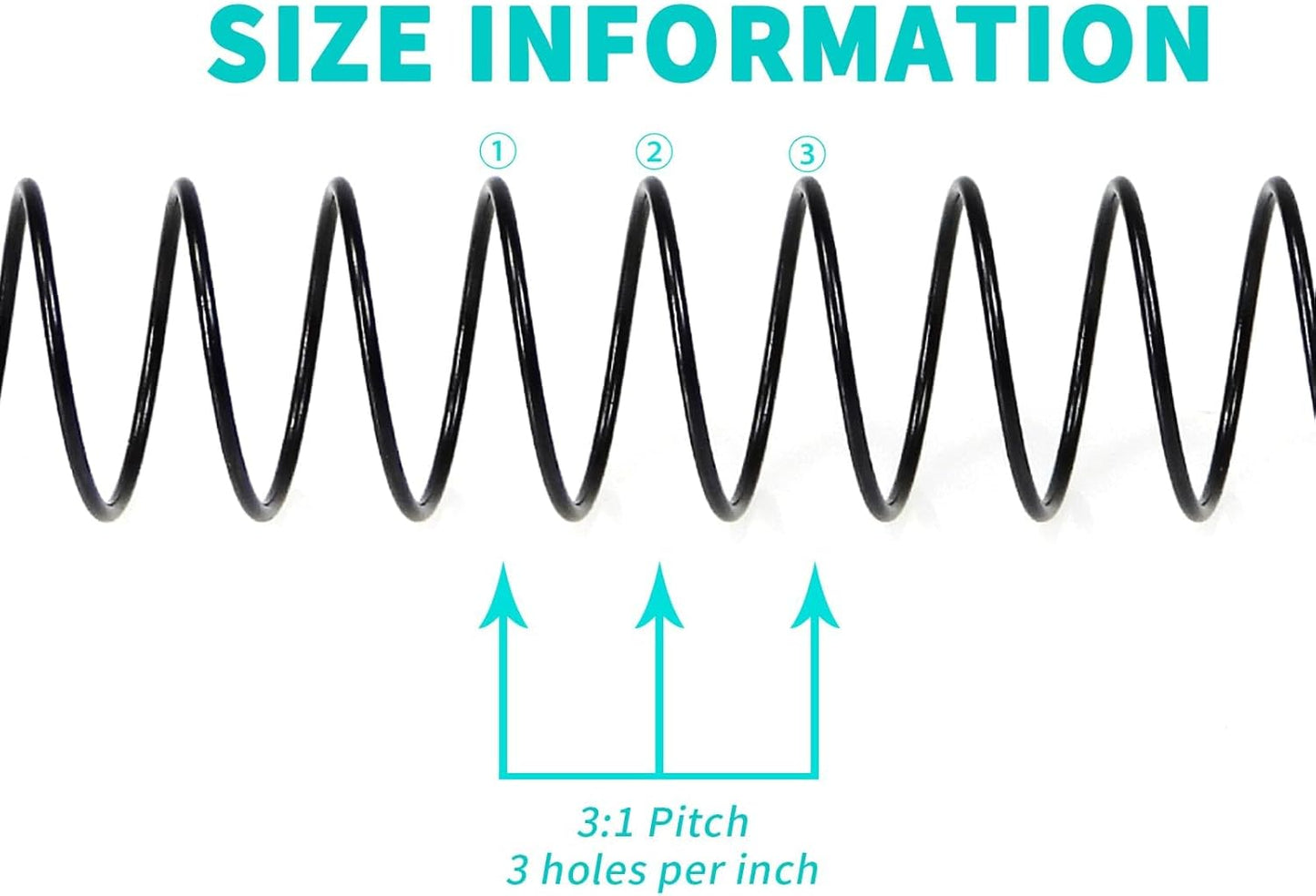 RAYSON 15.9mm Spiral Wire Coil Binding, 3:1 Pitch, 5/8" Metal Spiral Binding Coils 140 Sheets Capacity, Black Color & Pack of 100
