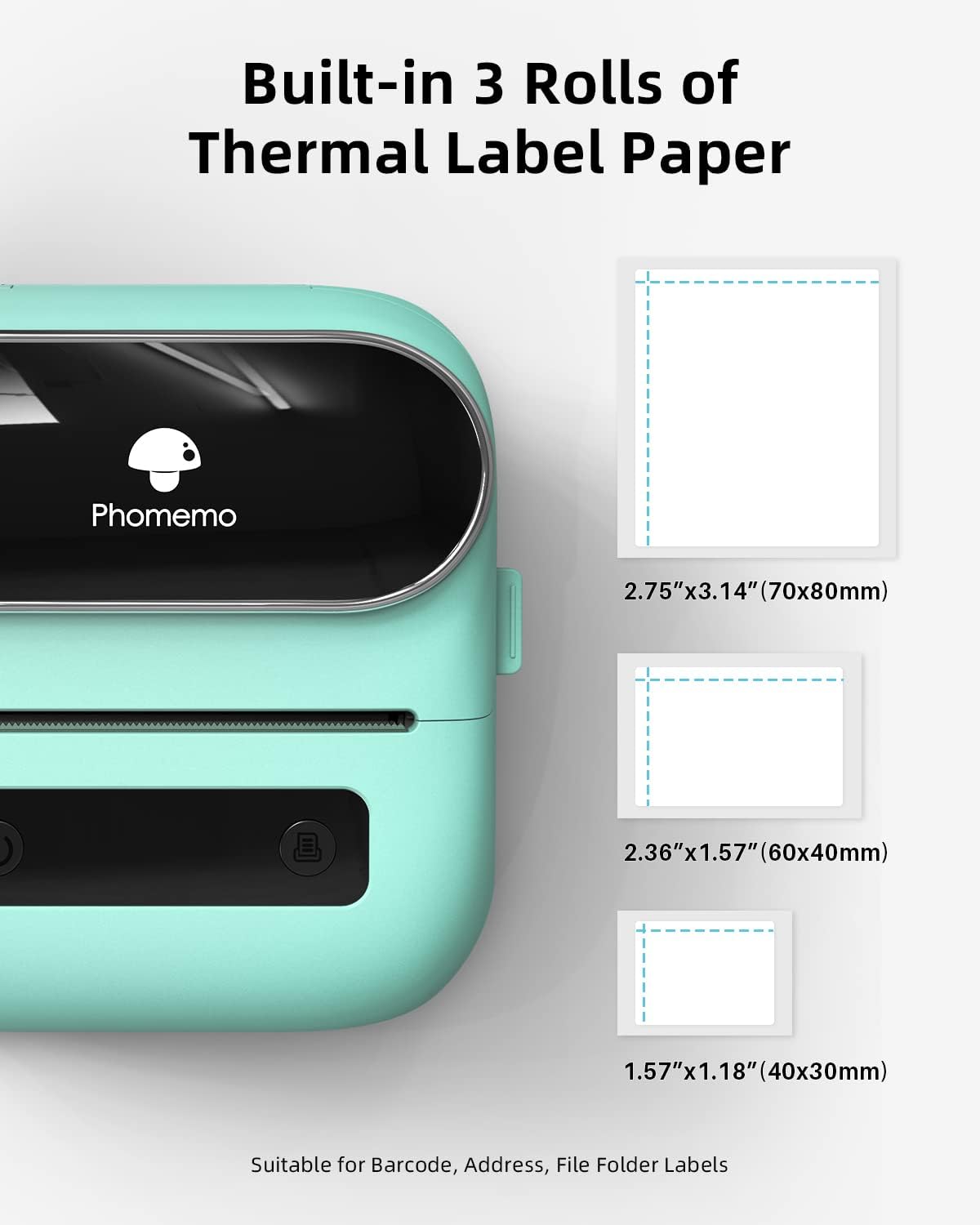Phomemo M220 Label Maker, 3 Inch Bluetooth Thermal Label Printer for Barcode, Address, Labeling, Mailing, File Folder Label, Label Maker Machine with 3 Rolls of Labels