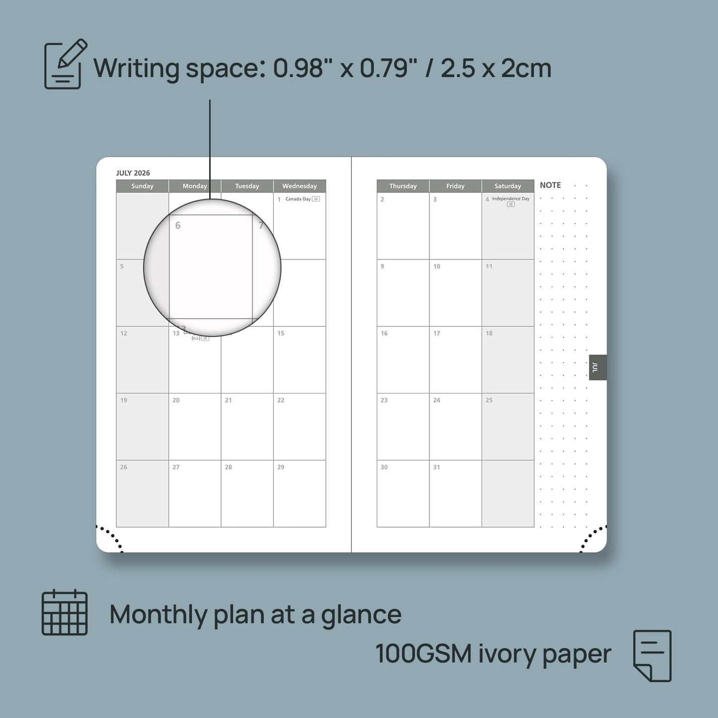 POPRUN Pocket Calendar 2026 (Small Size- 4'' x 6.25") Weekly and Monthly for Purse - Planner 2026 (Jan. 2026 - Dec. 2026) with Vegan Leather Soft Cover, Pen Holder and More - Night Sky Blue