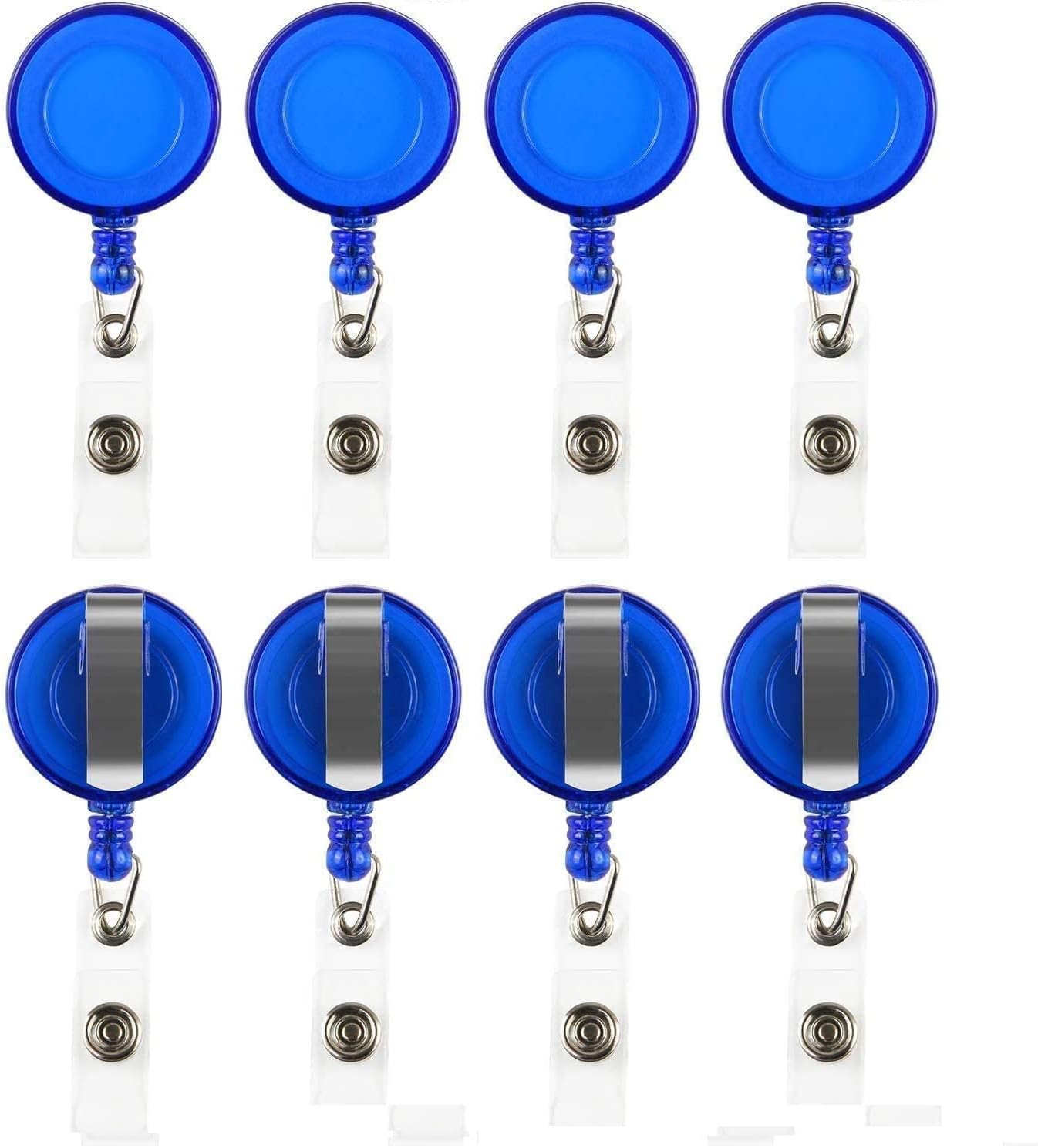 JANYUN 50 Pcs Retractable Badge Reels Clip Holders with Hanging ID Name Card Key Chain for Office Worker Nurse (Blue)