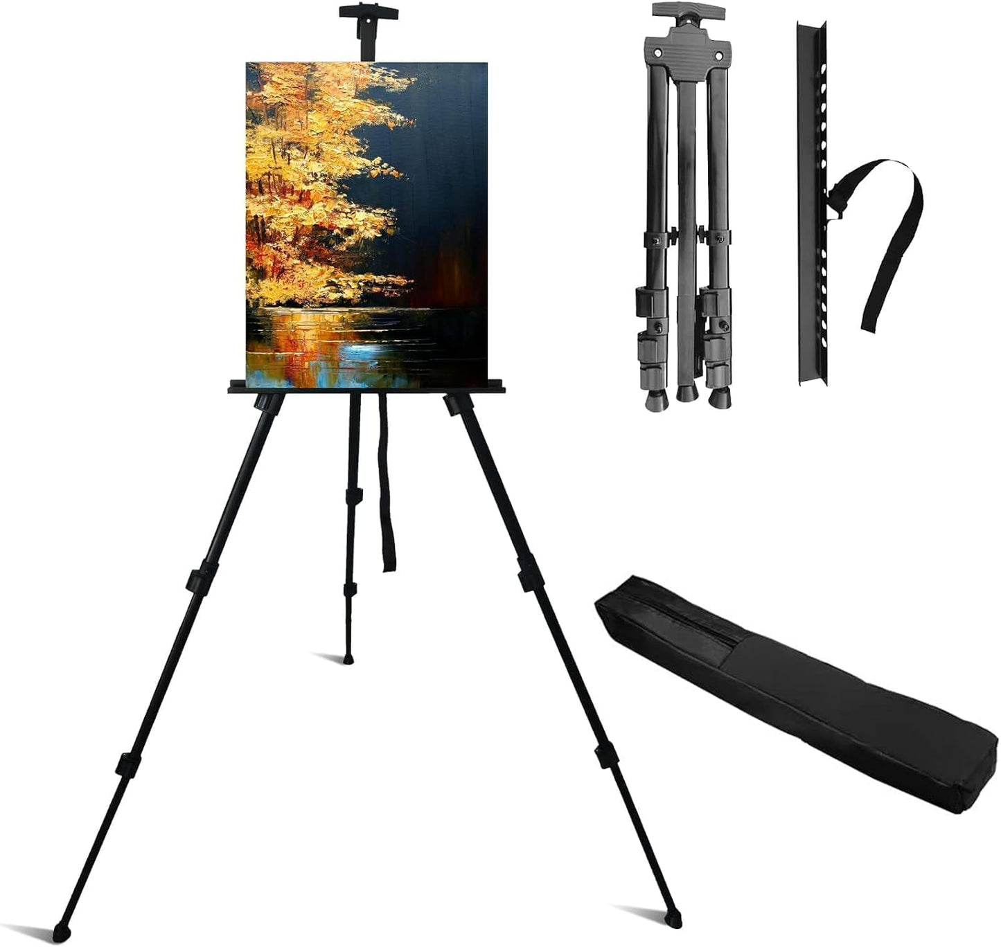 RRFTOK Easel Stand for Sign and Painting: Art Portable Adjustable Metal Tripod Easels for Display Height from 17 to 66 Inch -Canvas Stand for Table-Top/Floor Paint for Artists Adult Holder or Teen