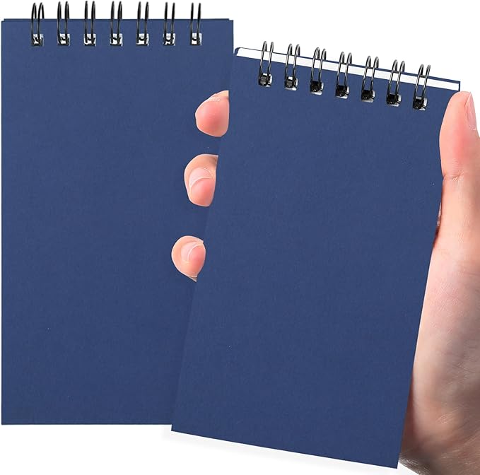 Tenceur 2 Pcs Pocket Notebook Bulk Small 3x5 Inch Spiral Notepads Mini Top Bound Notebook with Lined 120 Pages Ruled Memo Pads for Office College Nurse Essentials Back to School Gift (Blue)