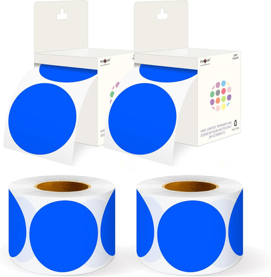 PARLAIM 3" Diameter Round Blue Color Coding Sticker, 4 Rolls 2000PCS Circle Dot Label,Permanent for Inventory Box Labeling