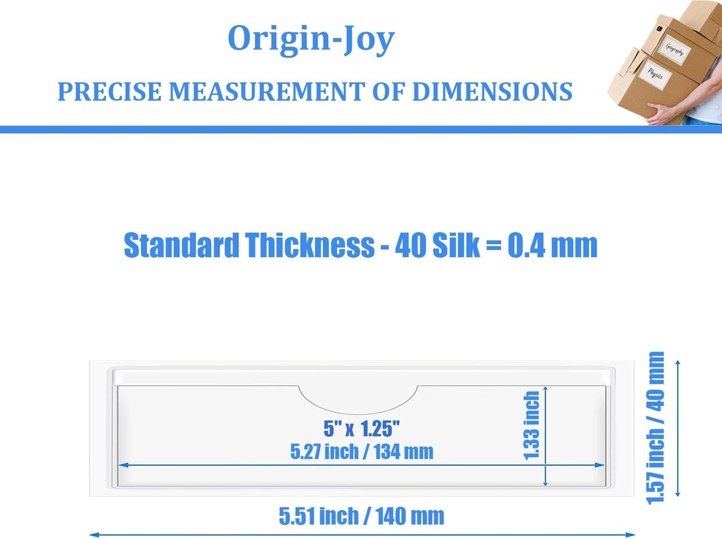 Origin-Joy 25 PCS Self-Adhesive Index Label Pockets, Clear Plastic Peel & Stick Card Holders with Top Open for Loading (5 x 1.25 inch)