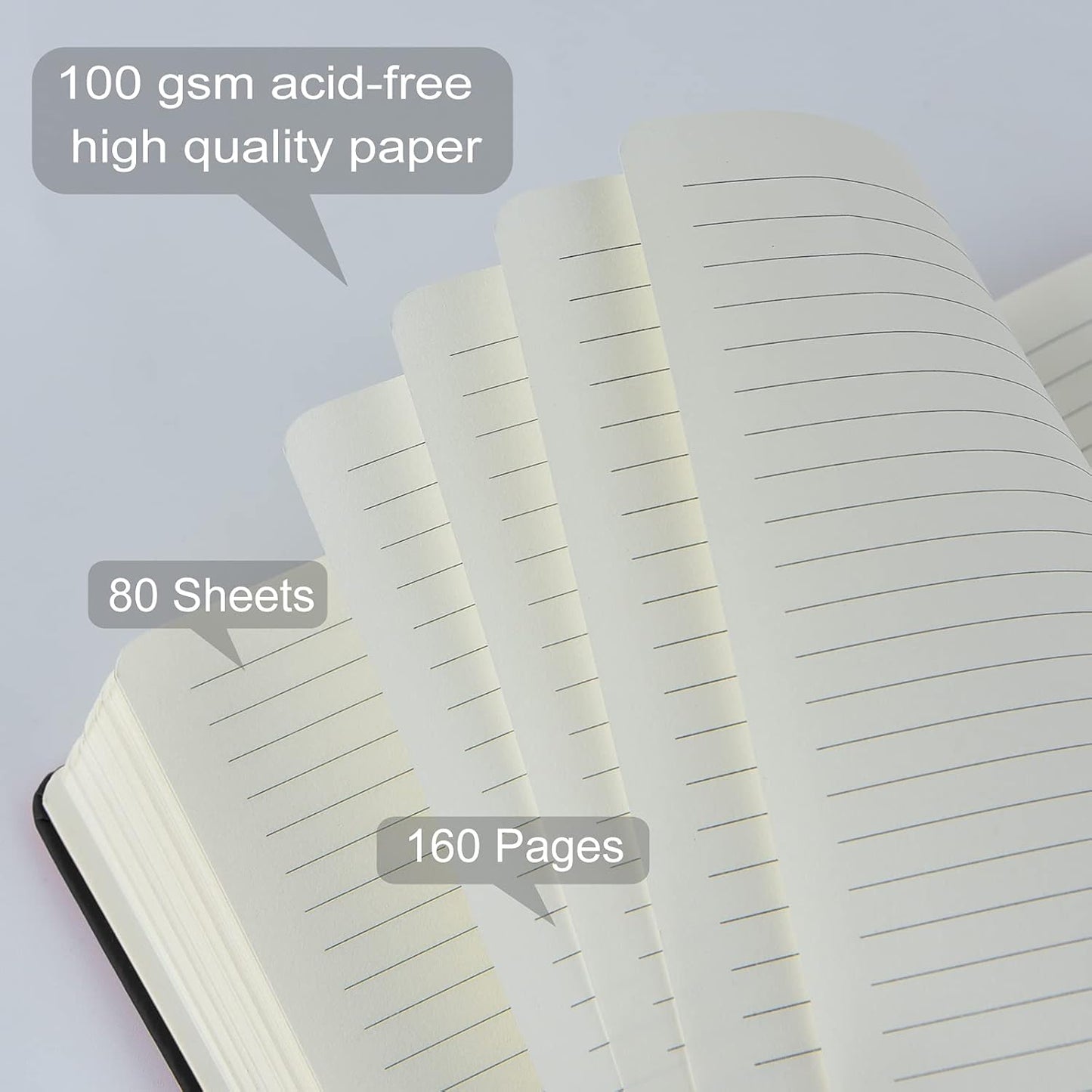 Coopay 24 Pack A5 Journal Notebooks Bulk, 160 Pages, 100GSM Thick Paper, 8.3 x 5.5 inch Hardcover Lined Leather Journals for Writing Office School Business,Bulk Notebook for Work Men Women(Gray)