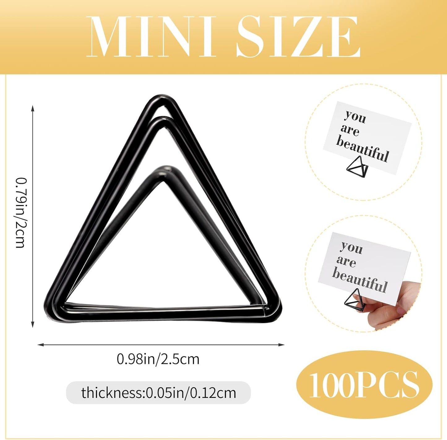 Epakh 100 Pcs Place Card Holder for Table Card Holders for Wedding Triangle Shape Table Number Picture Clips Stand for Centerpiece Anniversary Party(Black)