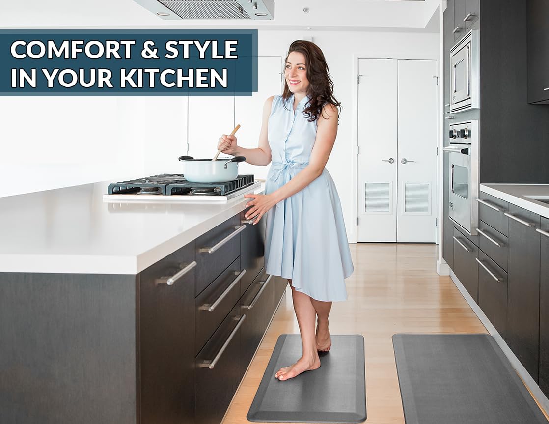 ComfiLife Anti Fatigue Floor Mat – 3/4 Inch Thick Kitchen Mats for Floor, Standing Desk Mat, Kitchen Rug – Comfort at Home, Office – Durable – Stain Resistant – Non-Slip Bottom (20" x 39", Charcoal)