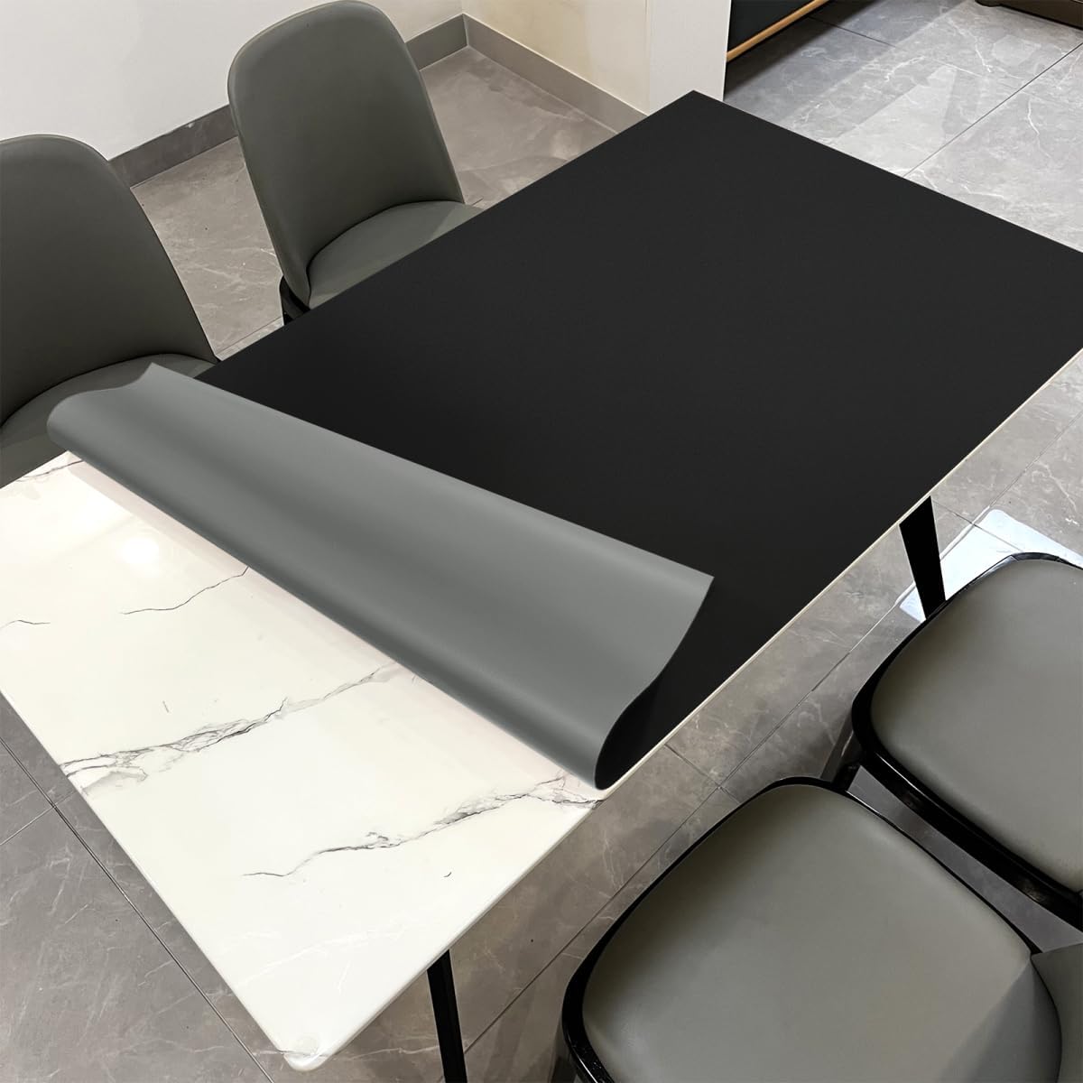 Leather Table Cover,1.8mm Thick,36x72 Inch Table Protector,Table Protector for Dining Room Table,Dining Room Table Protector Pad.(Black+Gray,36x72)