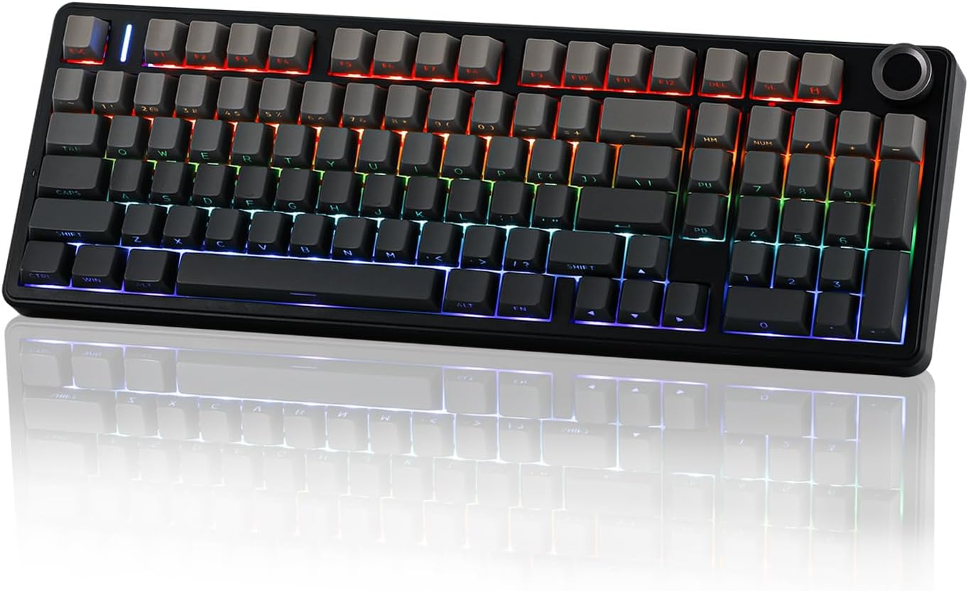 EPOMAKER X Aula F99 PRO Wireless Gaming Keyboard with 8000mAh Battery, Hot Swappable Creamy Keyboard, 2.4GHz/Type-C/BT5.0, NKRO, RGB Backlit for Win/Mac/Gaming (Black Gradient)