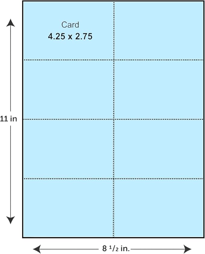 Limited Papers (TM) 8.5x11 Perforated Paper, 20/50 Pound, 75 GSM, Variety of Perforation Sizes and Colors, for Forms, Tickets, Postcards, Business Cards. (White, 8 up)