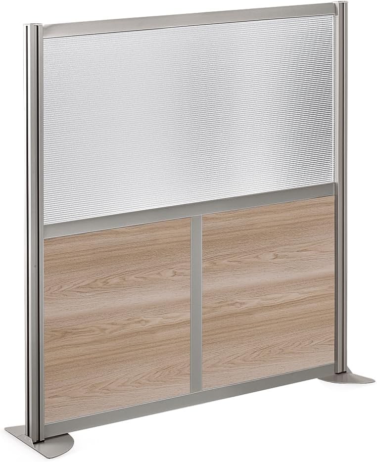 NBF Office Partitions - Cubicle Privacy Panel Wall Divider - Modern Room Separator with Quick Assembly - Indoor Laminate Free Standing Portable Room Divider Panel - 52" H x 49" W (Warm Ash)
