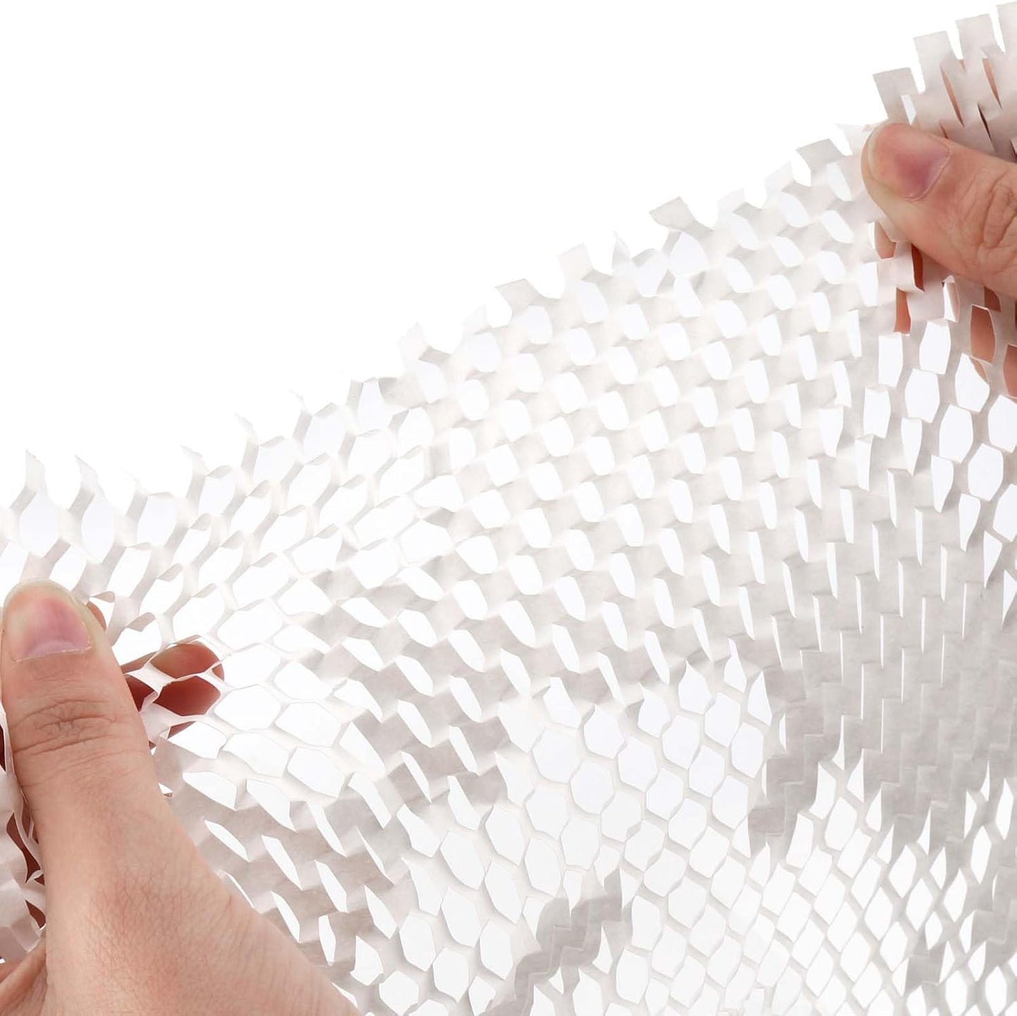 JAPCHET 15 In x 164 Ft White Honeycomb Packing Paper, Honeycomb Paper with Sticker Labels and 10 m Rope Honeycomb Wrap Roll for Packaging and Shipping