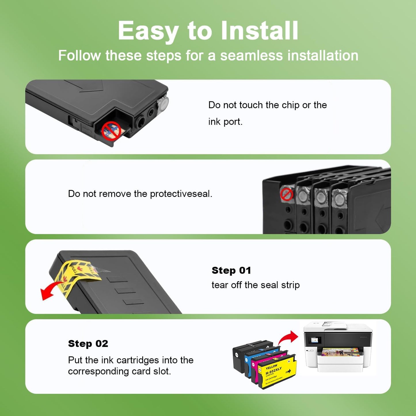 952XL Ink Cartridges Combo Pack with Upgrade Device Replacement for HP 952 XL Ink Cartridge for HP Officejet Pro 7740 8720 8710 8210 8715 8740 8702 8730 8725 Printers (Black Cyan Yellow Magenta)