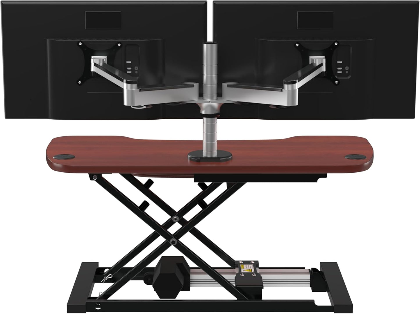 VERSADESK® PowerPro™ Elite 36” x 24" – App Controlled Electric Standing Desk Converter w/USB Charging Port. Raises up to 20”. Fully Assembled – Includes LED Lights. Supports 80 lbs. – Cherry