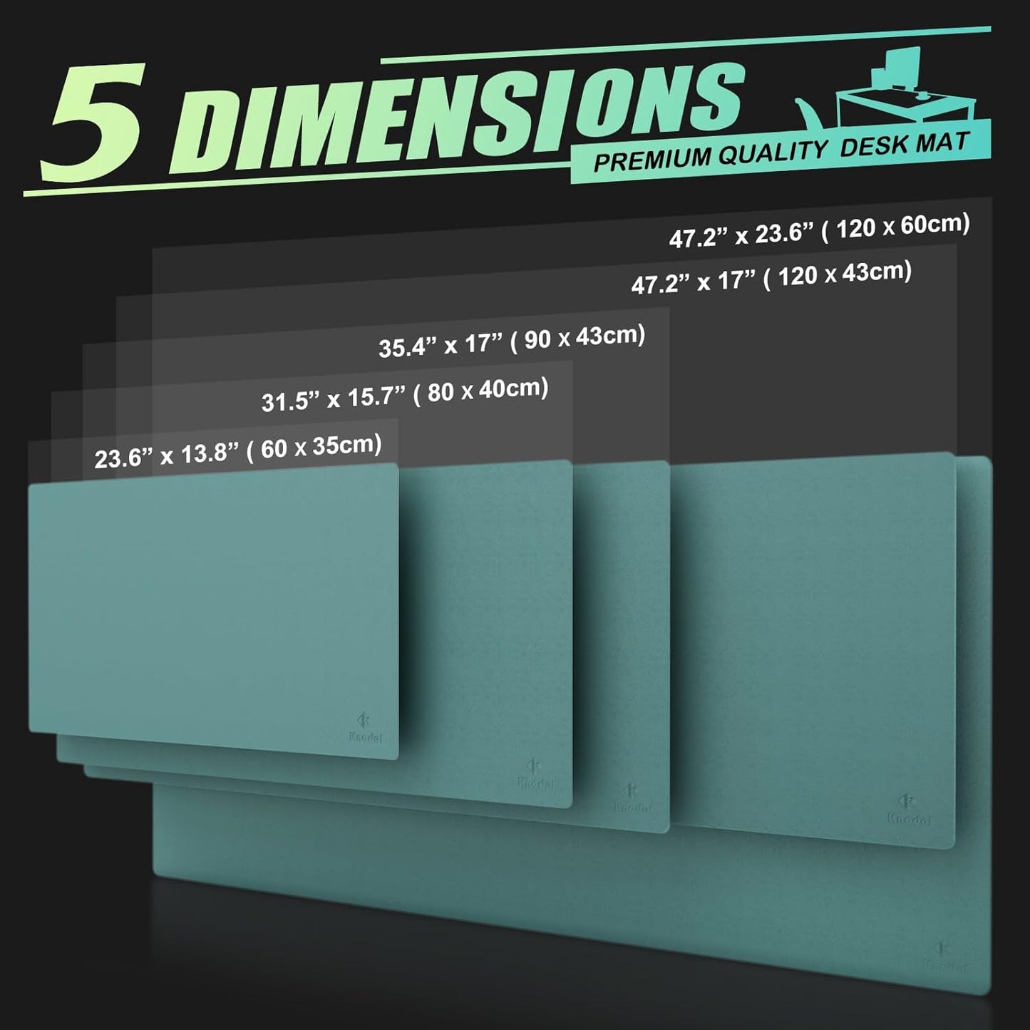 K KNODEL Large Office Leather Desk Mat, Mouse and Keyboard Pad, Computer and Laptop Mat, Desktop Protector and Cover, Writing Pad and Blotter (35.4"x17", Green)