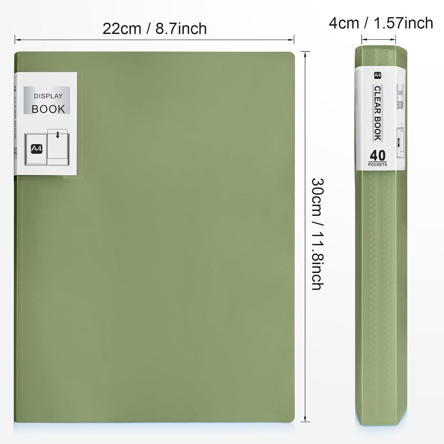 Marspark 6 Pcs Binder with Plastic Sleeves Large 8.5" x 11" Display Presentation Book 40 Pocket 80 Pages Art Portfolio Folder Clear Sheet Protector for Photo Document (Green)