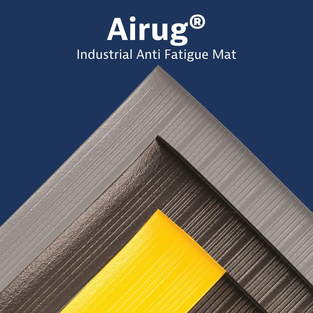 Notrax 410 Airug® 3' x 5' x 5/8" Anti Fatigue Mat, Enhanced Slip Resistance with Beveled Edges and Ribbed Surface, Ideal for Industrial and Commercial Workplaces, Gray, 410S0535GY