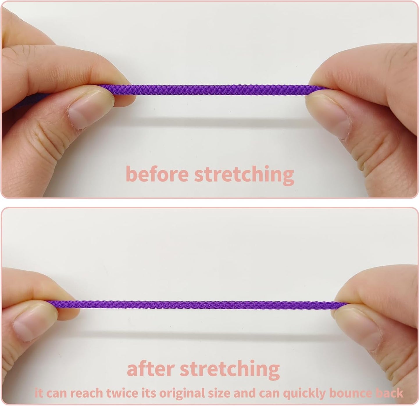 1/8 inch Non-Slip Elastic Band -3mm 15 Yards Soft Elastic Cord Stretch String Braided Thread for Sports Gear, DIY Crafts, Hair Bands, Shoelaces,Apparel Making & Camping Tie Down (Purple)