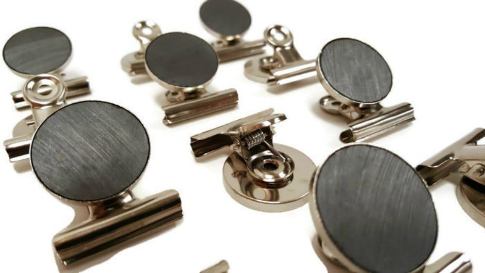 Mini Silver Refrigerator Magnet Hook Clips for Holding Photographs, Holding Business Cards, Office Organizing, Memo Note Clips (12)