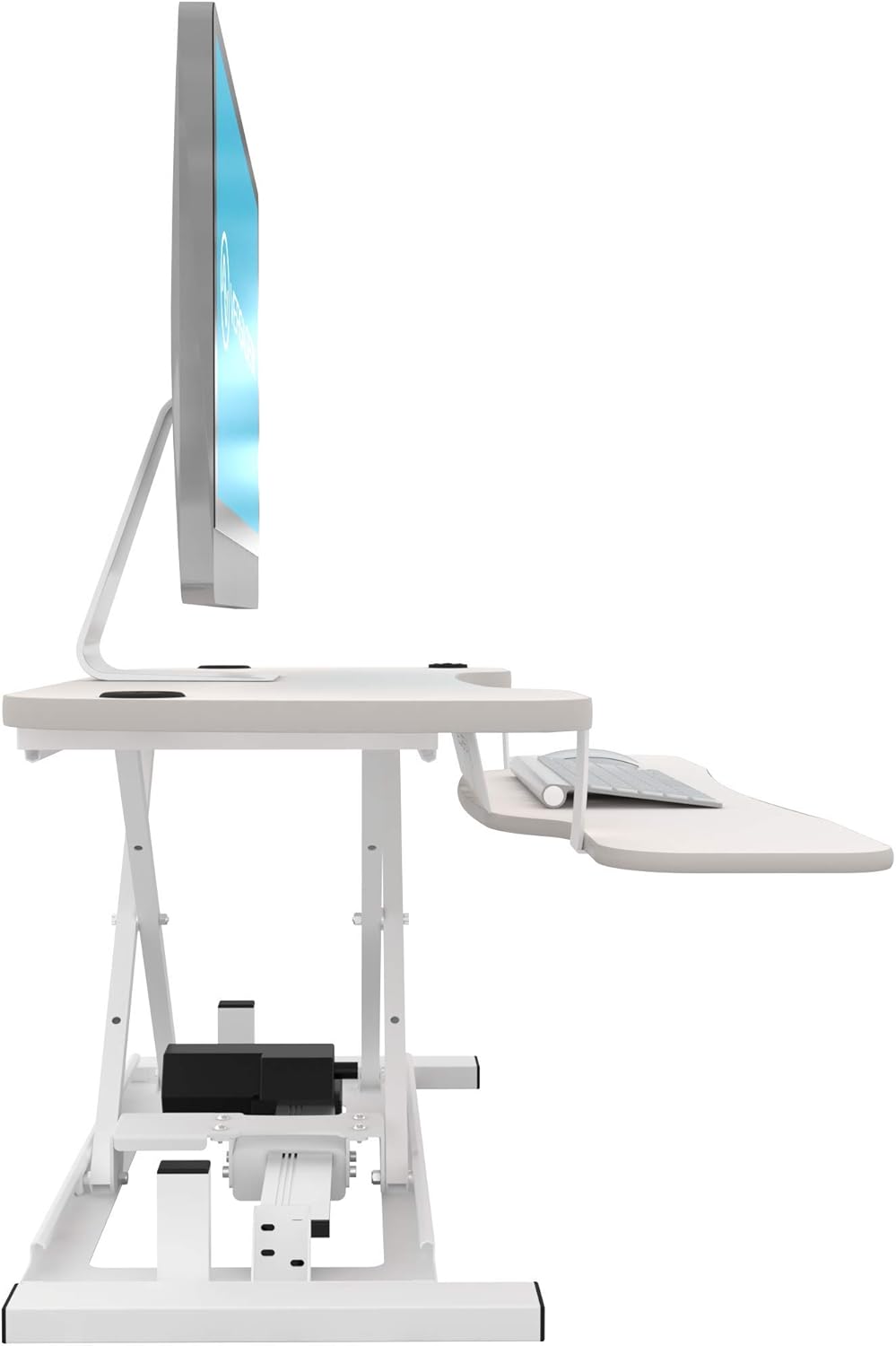 VRSADESK PowerPro™ Electric Standing Desk Converter - Height Adjustable Desk Riser with Keyboard Tray - Holds 80 lbs - Built-in USB Charging Port - Ergonomic Sit Stand Workstation | White (36 inch)