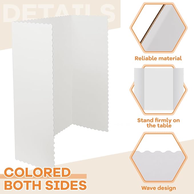 Ctosree 60 Pcs Tri Fold Display Board,36" x 48" Portable Lightweight Foldable Presentation Poster Board for Office Projects Exhibitions Workshops, White