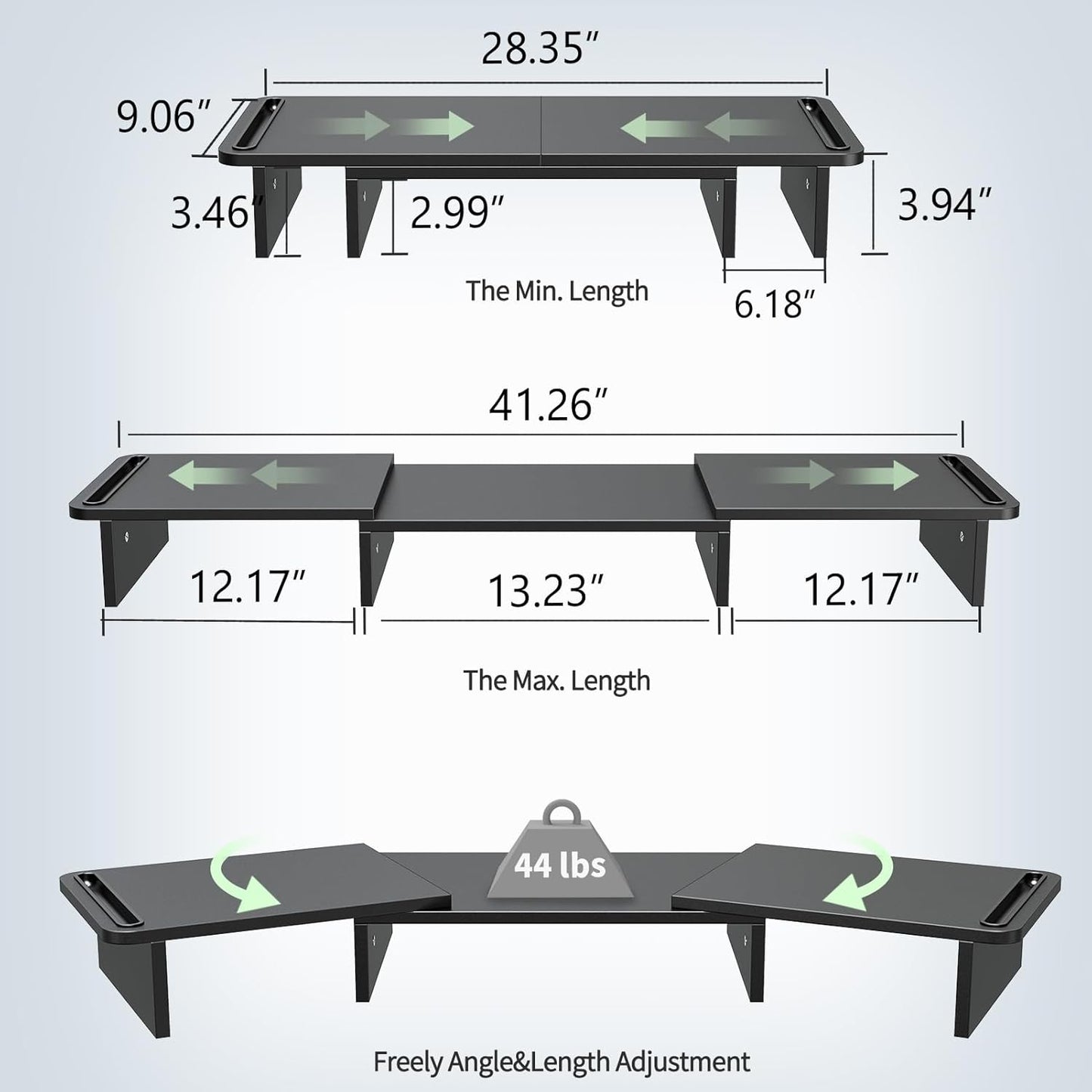 Zimilar Dual Monitor Stand Riser, Monitor Stand with Adjustable Length and Angle, Wood Monitor Stand for Desk, Monitor Riser for 2 Monitors with Storage Space